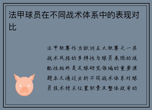法甲球员在不同战术体系中的表现对比